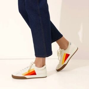 Rothy's Women's The Lace Up Sneakers Candy Corn Stripe Size 8